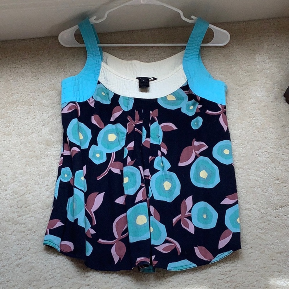 Marc Jacobs Cream and Blue Waterlilies Blouse size 4